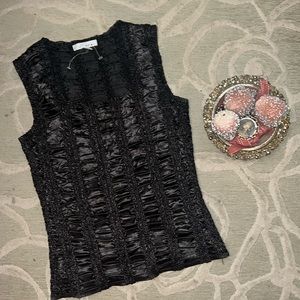 NWOT🌷WDNY🌷Black polyester satin-like textured shell